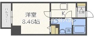 RSQUARE東天満(1K/6階)の間取り写真