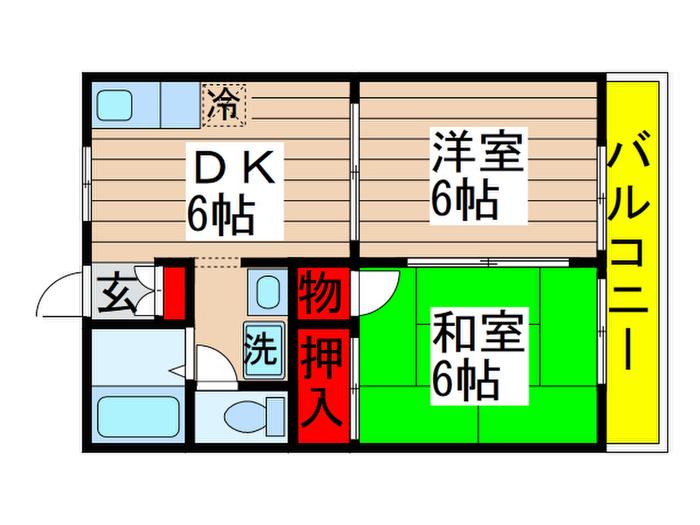 サンコーポB(2DK/2階)の間取り写真