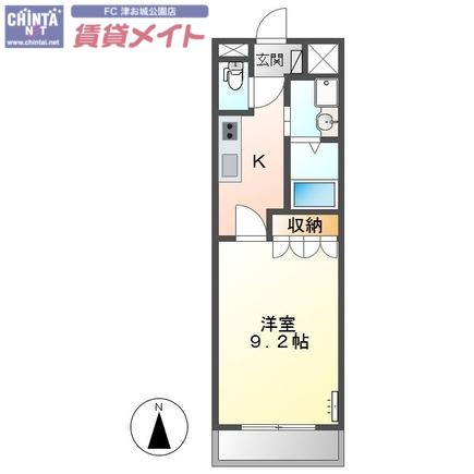リヴァージュB(1K/1階)の間取り写真