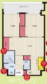 NO.88 MARINAGATE SUNS(2LDK/2階)の間取り写真