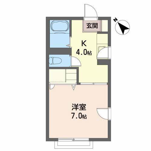 花ヴィレッジ(1K/1階)の間取り写真