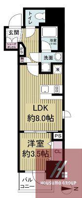 レジュールアッシュ谷町四丁目グランクラス(1LDK/7階)の間取り写真
