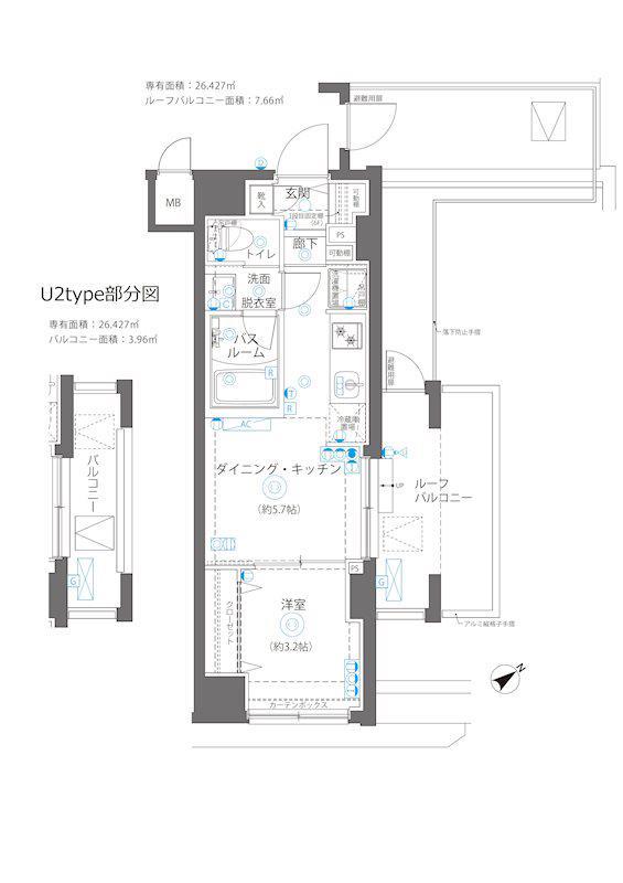 ZOOM立川ノース(1DK/7階)の間取り写真