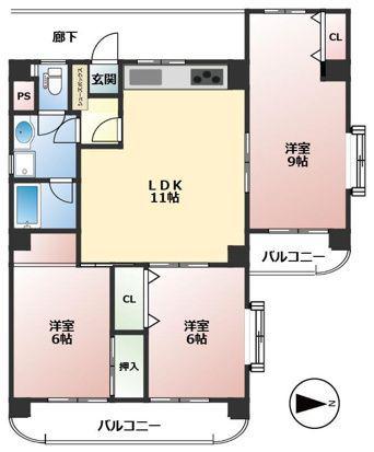 グランド吹上(3LDK/5階)の間取り写真
