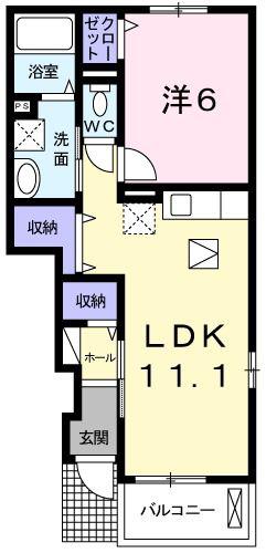 キートスII(1LDK/1階)の間取り写真