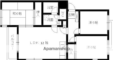 カザリヤハイツ長尾(3LDK/1階)の間取り写真
