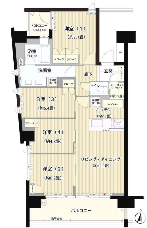 ガーデニエール砧レジデンス(4LDK/5階)の間取り写真
