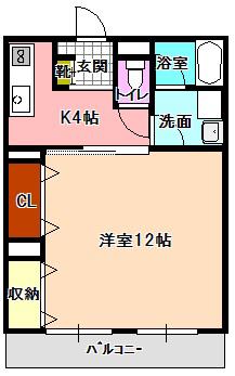 RAINBOW(1K/3階)の間取り写真