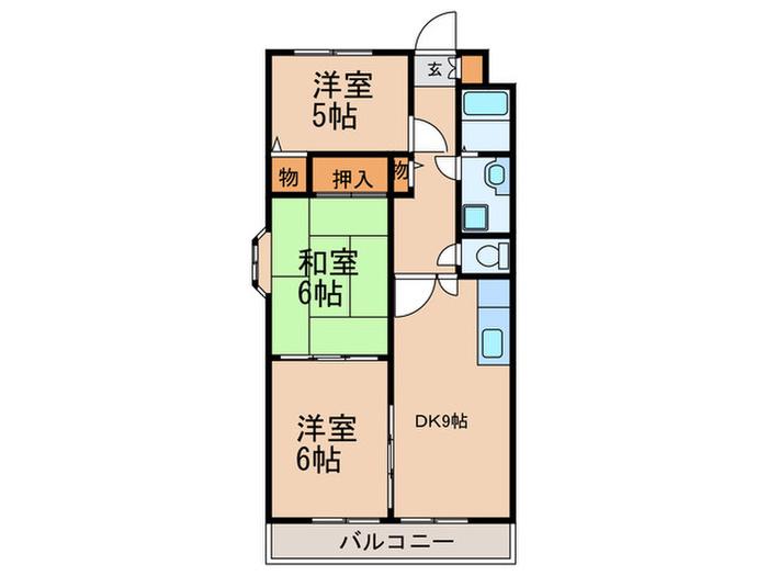 アメニティマンションⅡ(3DK/2階)の間取り写真
