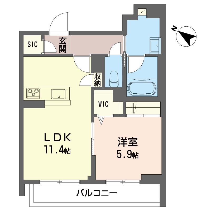 SHM ミア・カーサ スール(1LDK/1階)の間取り写真
