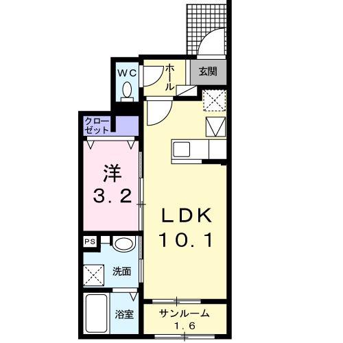 アラモードハウスII(1LDK/1階)の間取り写真
