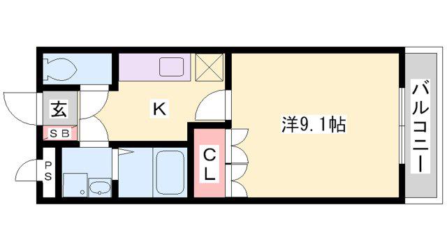 ミルフィオリ I(1K/1階)の間取り写真