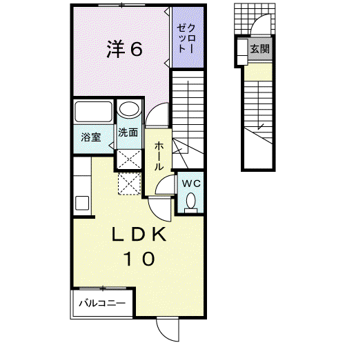 PRIM ROSEF(1LDK/2階)の間取り写真
