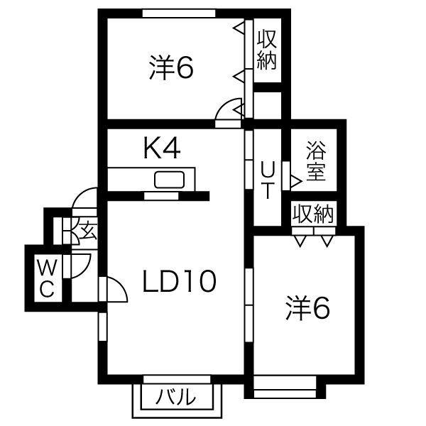 アペルト・ドゥエ(2LDK/1階)の間取り写真