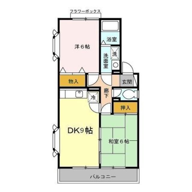 ヒルサイドタウンAB(2DK/2階)の間取り写真