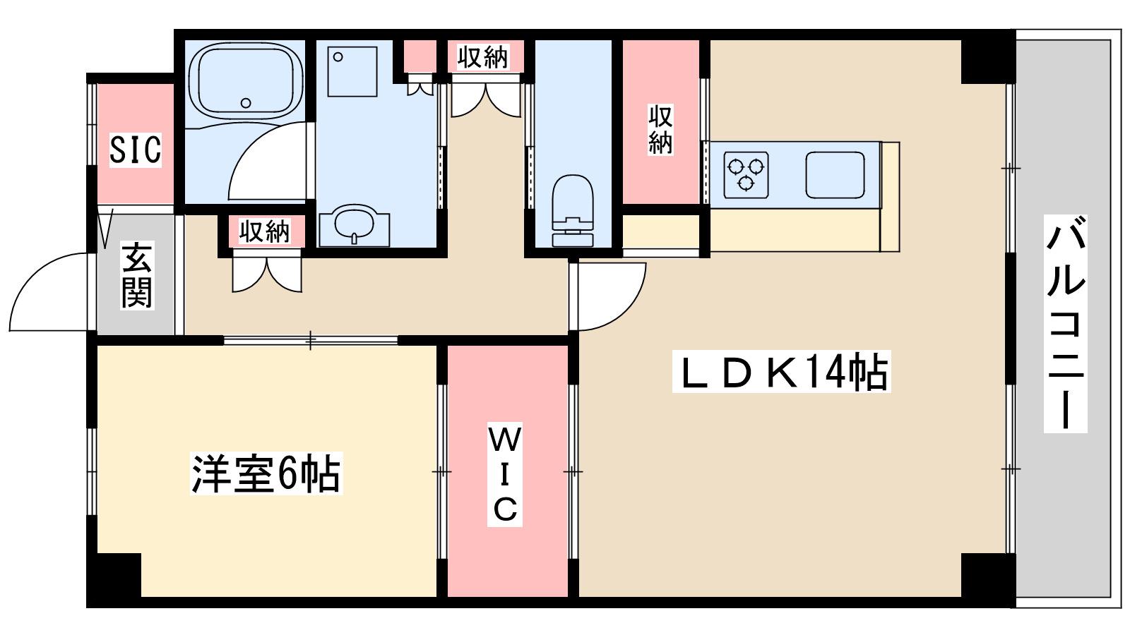 ソシエ北大阪(1LDK/9階)の間取り写真