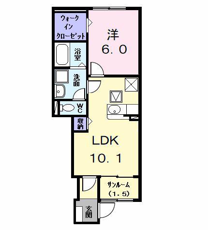 グラン ブレス(1LDK/1階)の間取り写真