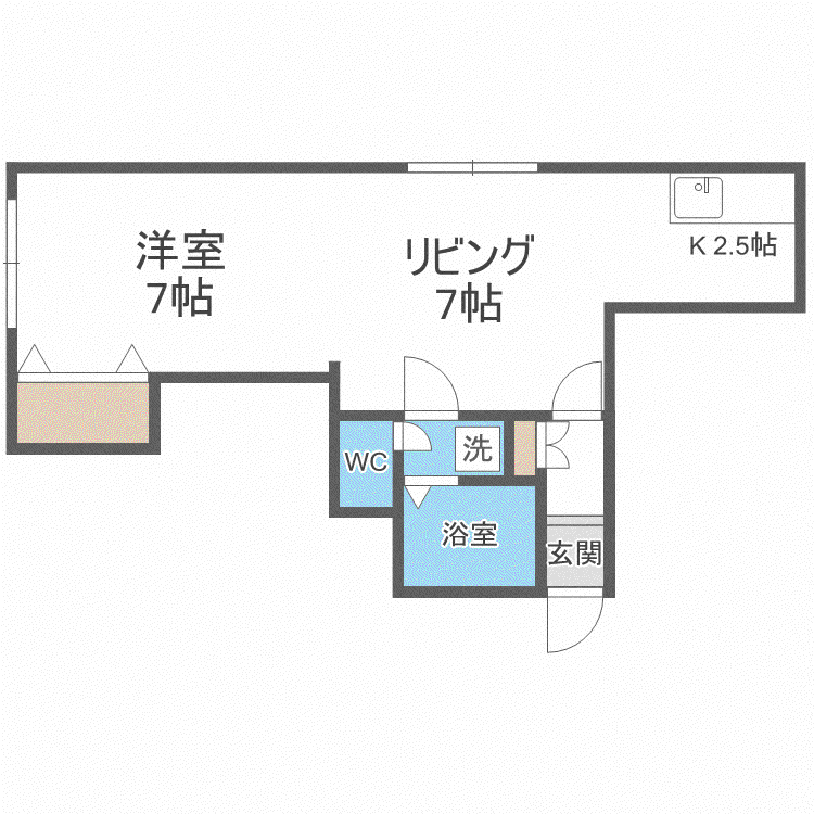 ティファニー北円山(1LDK/2階)の間取り写真