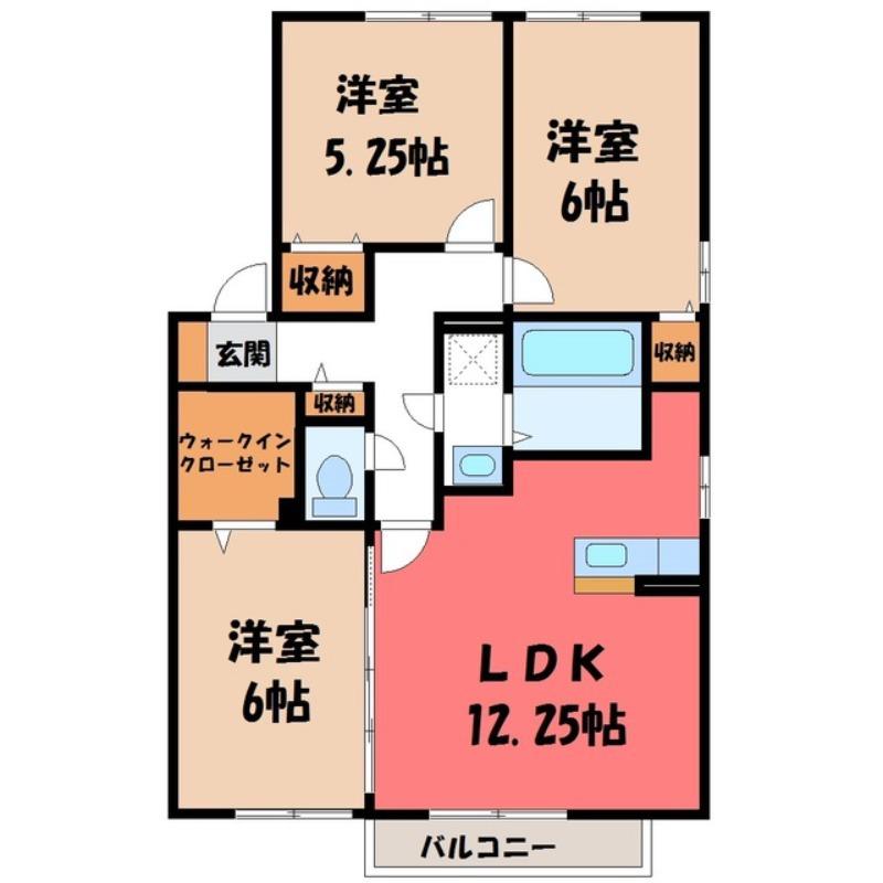 リビングタウン古河北 F(3LDK/2階)の間取り写真