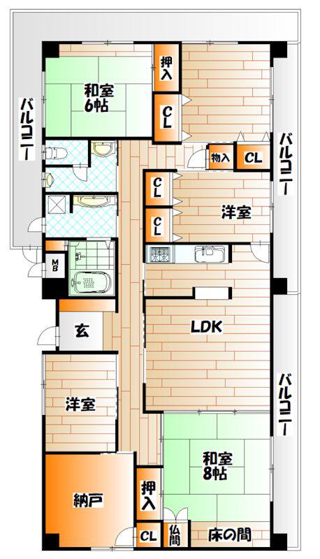クレフォート東門司(6LDK/6階)の間取り写真