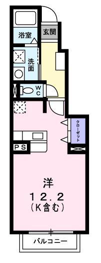 フォンターナ・セレノ(ワンルーム/1階)の間取り写真