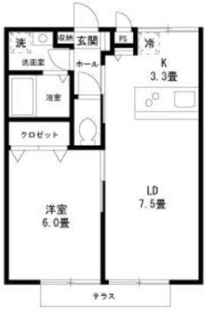 ハイタウンC棟(1LDK/2階)の間取り写真