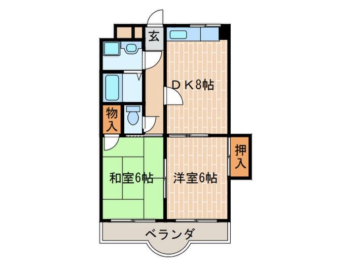 稲野駅前やのビル(2DK/3階)の間取り写真