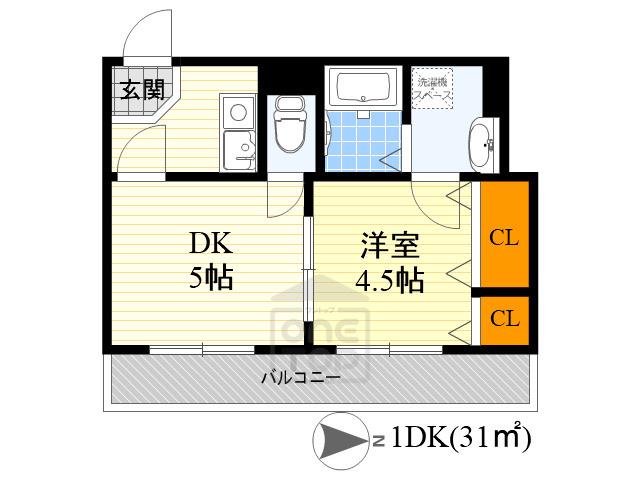 GRAN PINO 桃山台(1DK/9階)の間取り写真