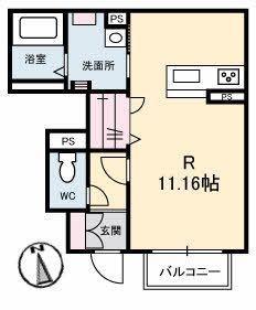 マテリアル(ワンルーム/1階)の間取り写真