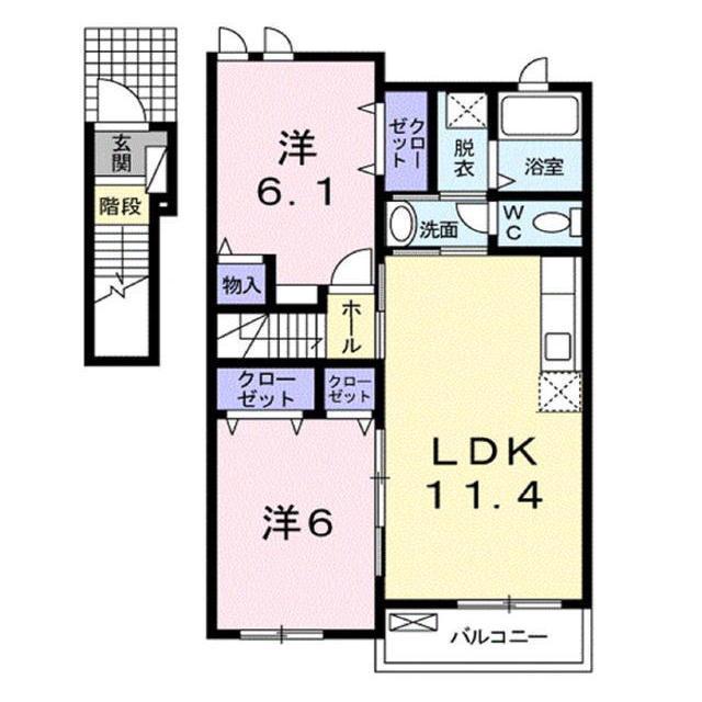 WIND FUTURE I(2LDK/2階)の間取り写真