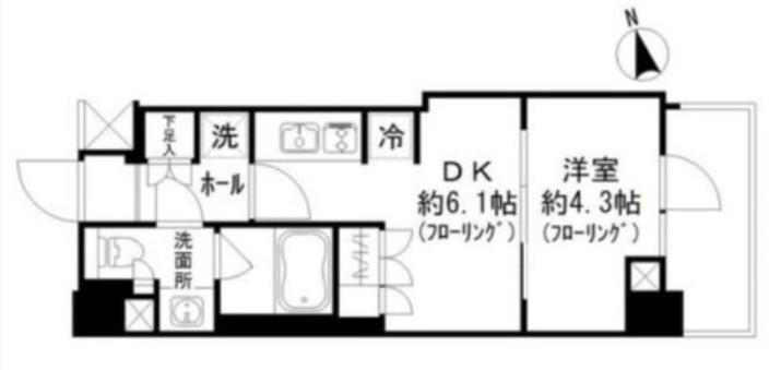 パークリュクス蒲田1丁目(1DK/4階)の間取り写真