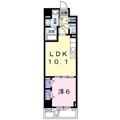 ラポール 白糸(1LDK/5階)の間取り写真
