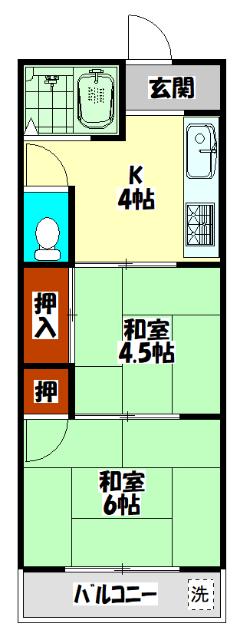 日晃マンション(2K/5階)の間取り写真
