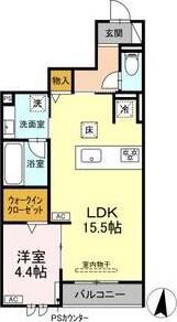 グラシア広路本町(1LDK/1階)の間取り写真