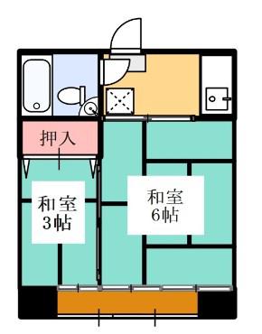 横山ビル(2DK/2階)の間取り写真