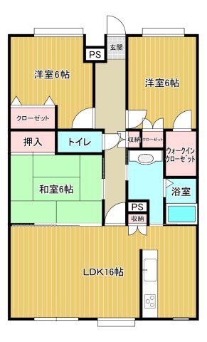 エバーライフ羽犬塚壱番館(3LDK/4階)の間取り写真