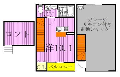 SKガレジオ六実(1K/1階)の間取り写真