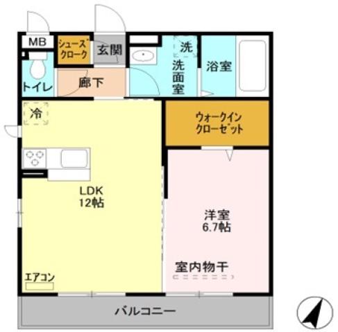 グレイス・フォレI 205(1LDK/2階)の間取り写真