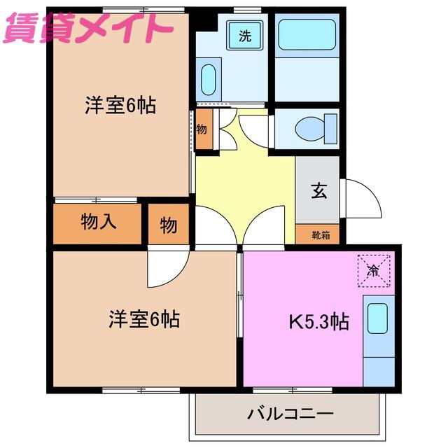 コーポラスアメニティI(2K/1階)の間取り写真