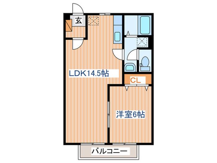 ヒルズ梨ヶ丘II(1LDK/1階)の間取り写真