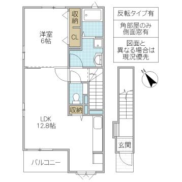 ヴィラ.ローズ シャロン(1LDK/2階)の間取り写真