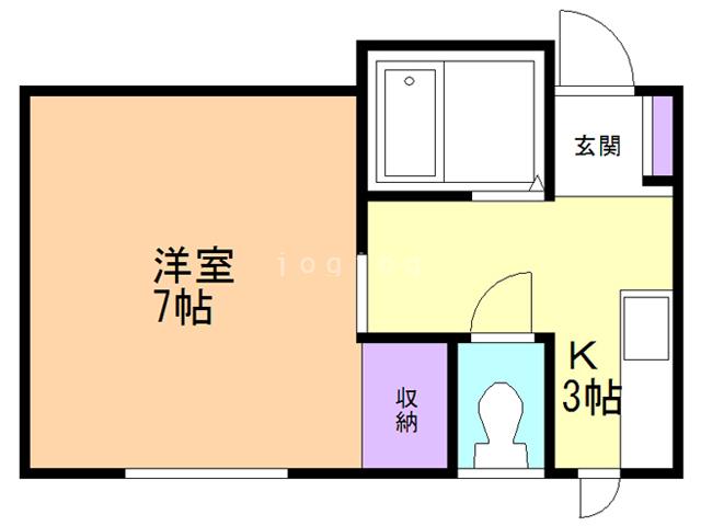 メイユールグランデB(1K/1階)の間取り写真