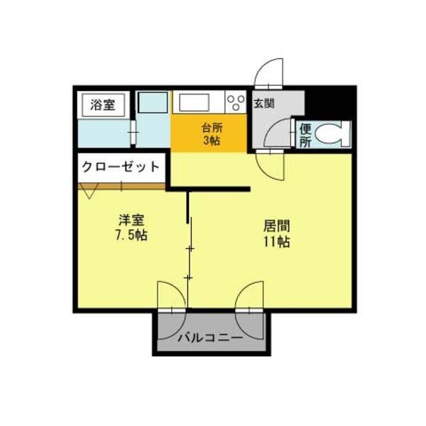 藤井ビル北23条II(1LDK/6階)の間取り写真