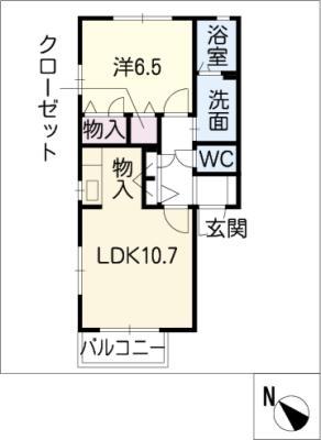 サニーコート・二本木(1LDK/2階)の間取り写真