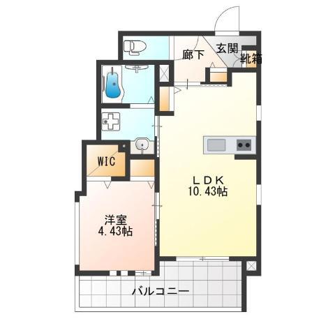 住之江区浜口西1丁目共同(1LDK/3階)の間取り写真
