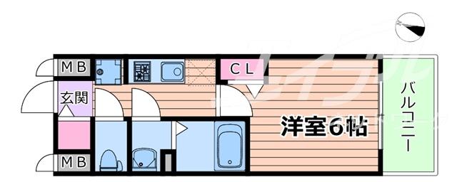 プレサンス塚本駅前(1K/3階)の間取り写真