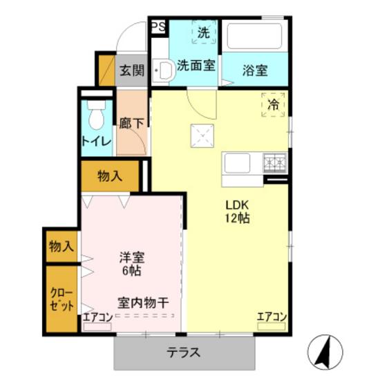ムーンライト(1LDK/1階)の間取り写真