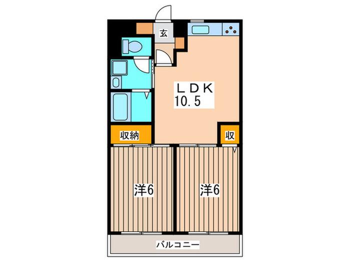 サンハイム平川(2LDK/2階)の間取り写真