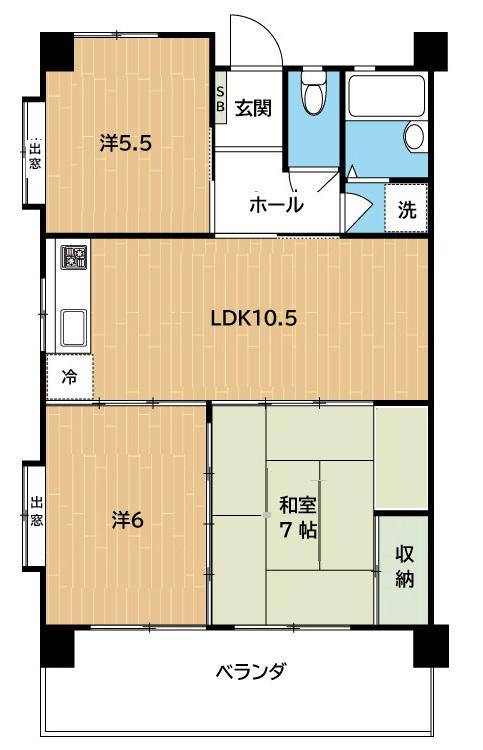 フェアイリーデ城(3LDK/2階)の間取り写真