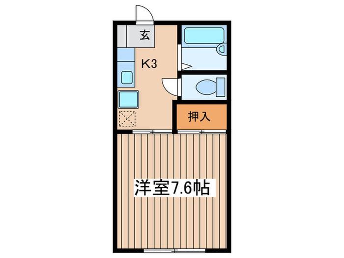 リバティハウスC(1K/1階)の間取り写真